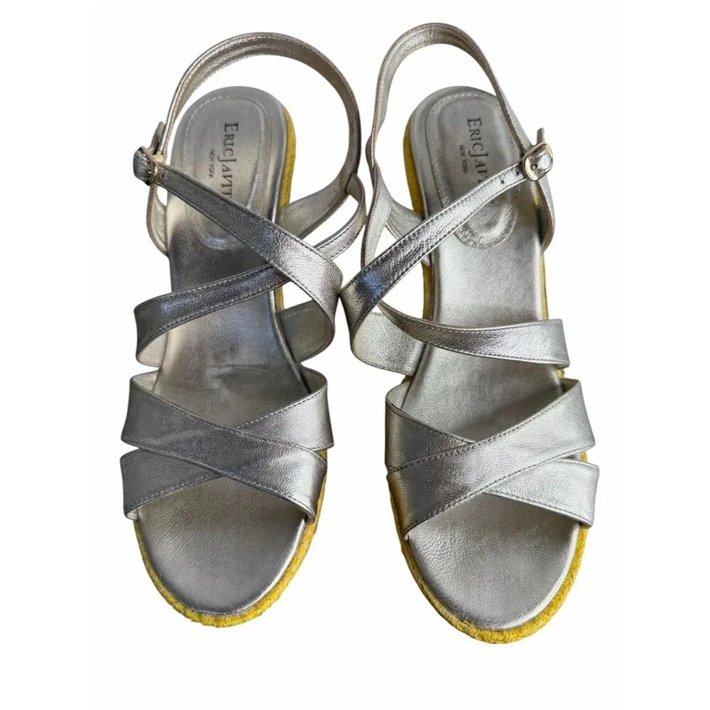 Eric Javits Effie Sandals size 9M Multi-Colored Braided Raffia Wedge Boho Shoes